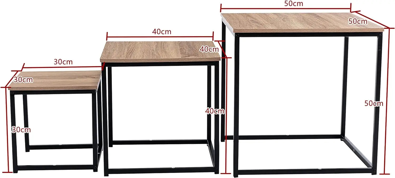 3 in 1 Wooden Nesting Coffee Tables