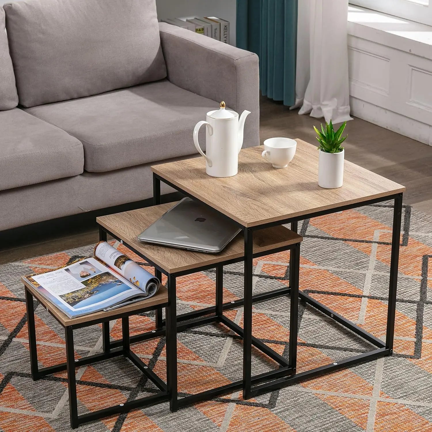 3 in 1 Wooden Nesting Coffee Tables