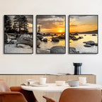 3-Piece Mountain Sunset Landscape Canvas Prints
