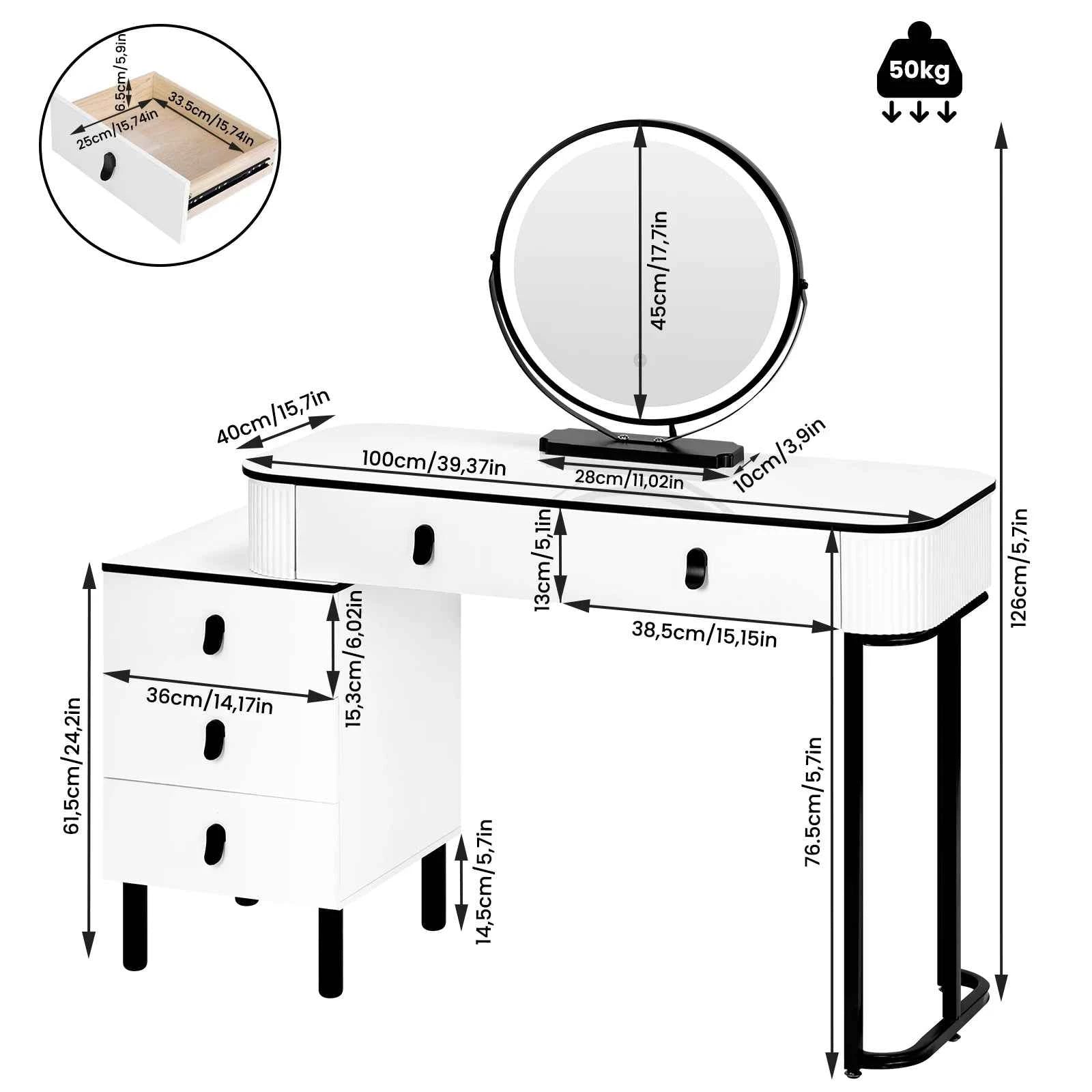 Modern LED Dressing Table - Refined Architectural Vanity