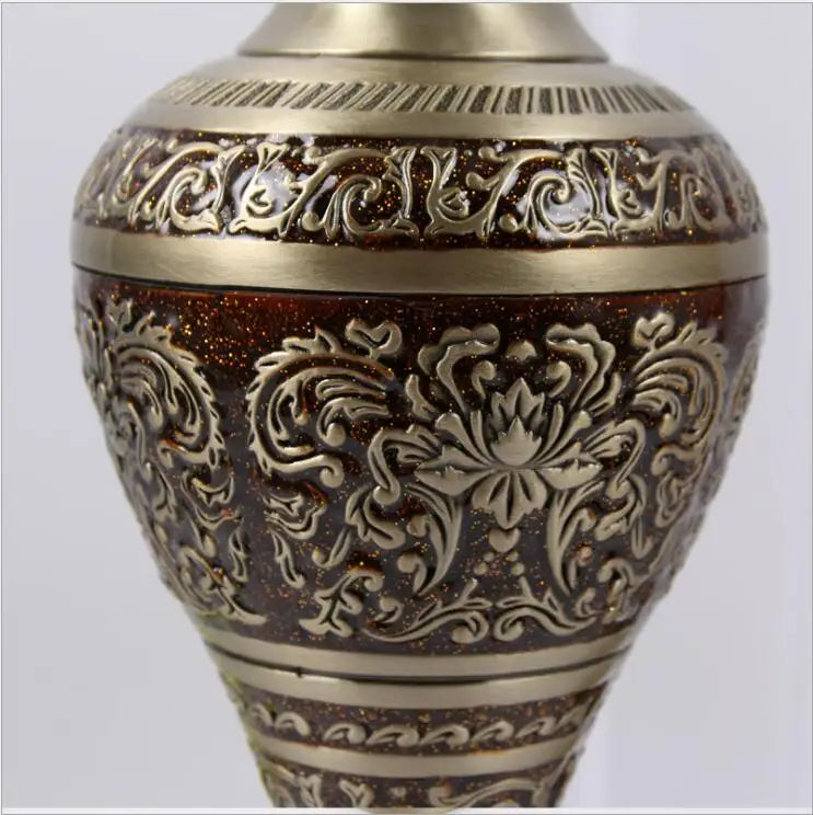 Vintage Etched Brass Metal Vase