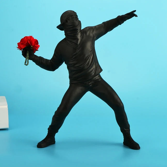 Banksy Flower Thrower Collectible Statue - Sleek Surprises