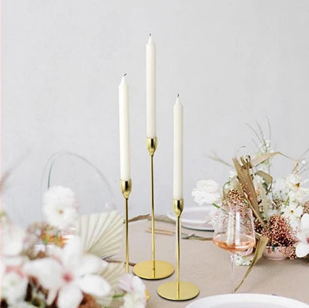 3-Piece Golden Candle Holders