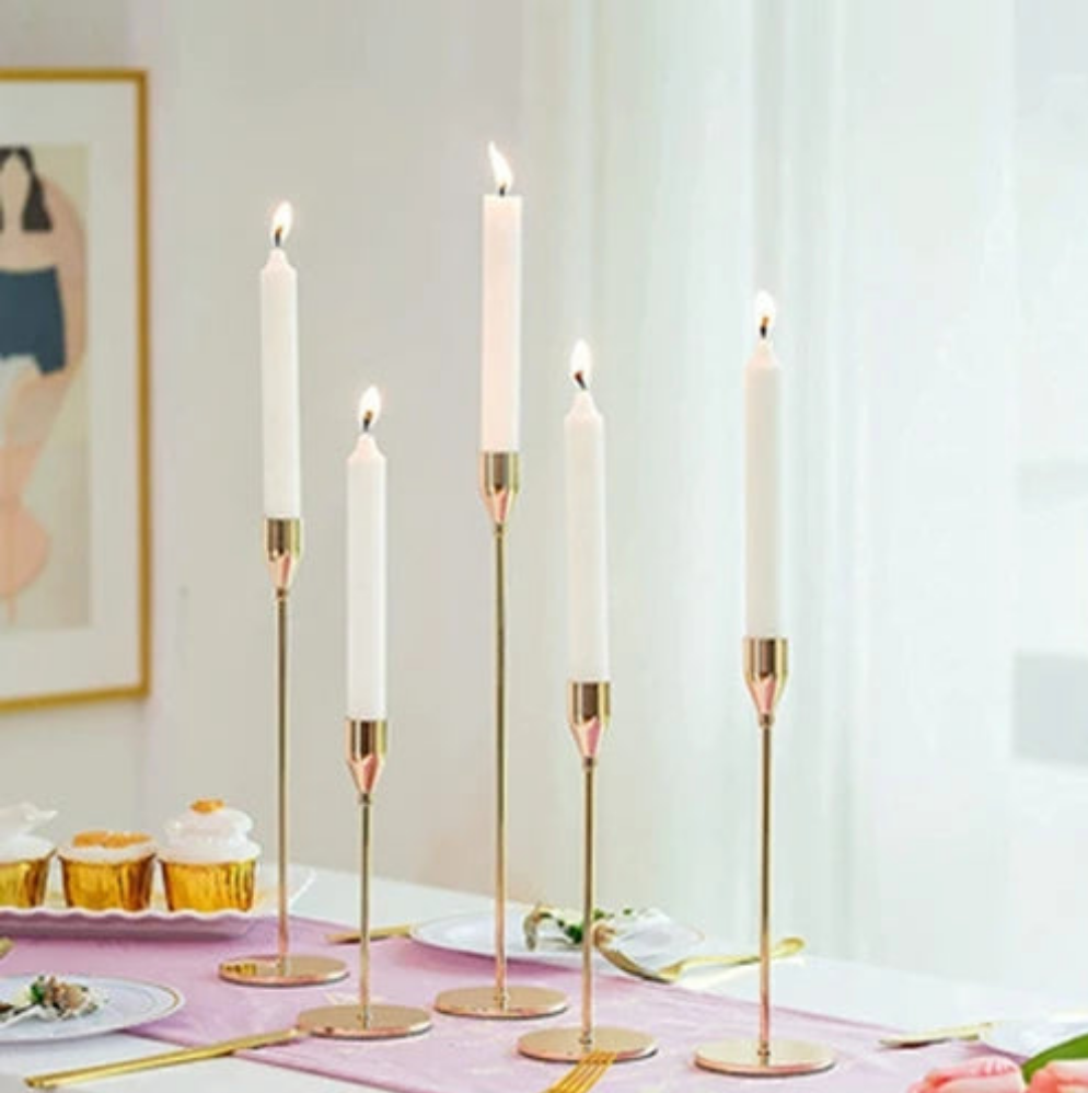 3-Piece Golden Candle Holders