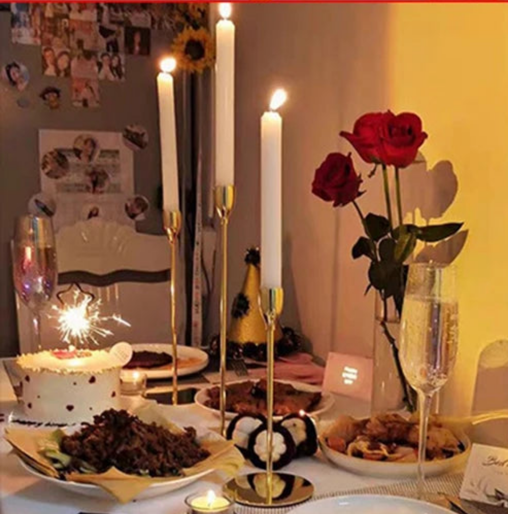 3-Piece Golden Candle Holders
