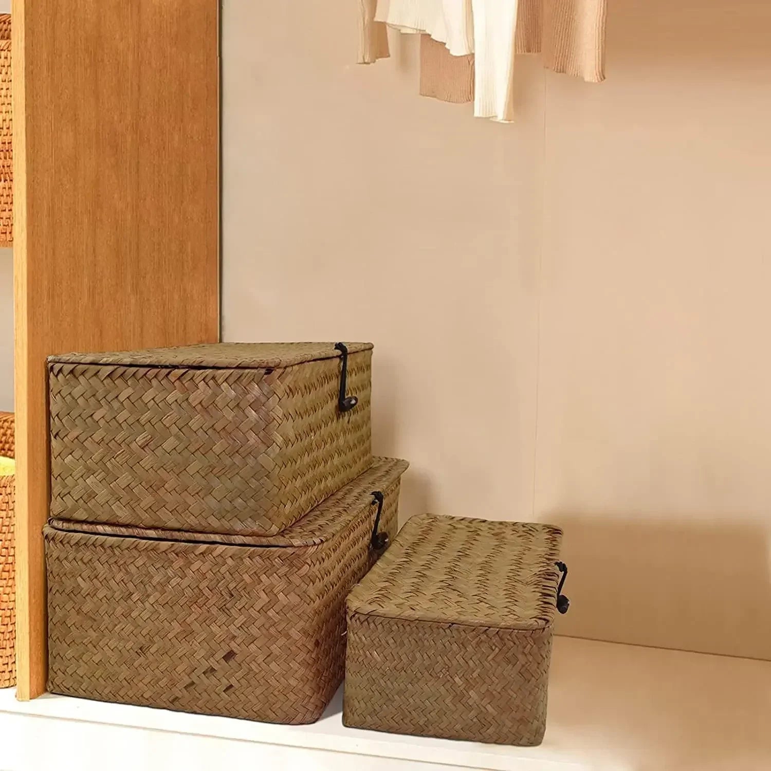 Handwoven Seagrass Rectangular Storage Basket