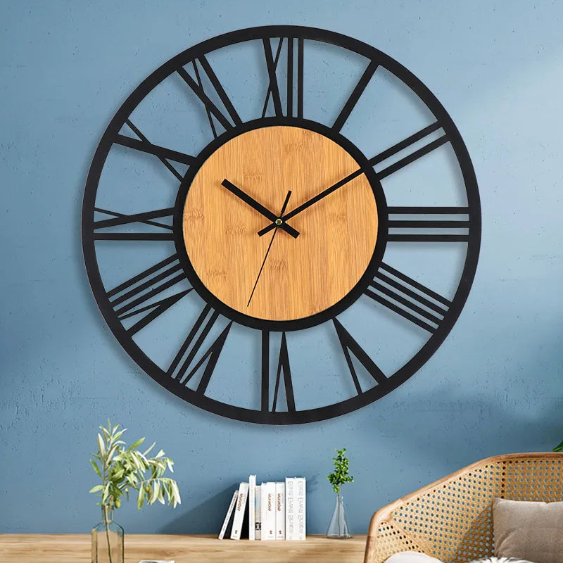 40cm Retro Iron/Wood Hanging Wall Clock - Sleek Surprises