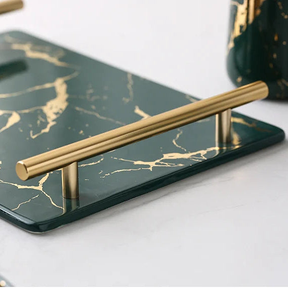 Ceramic Gold Marble Bathroom Accessories Set