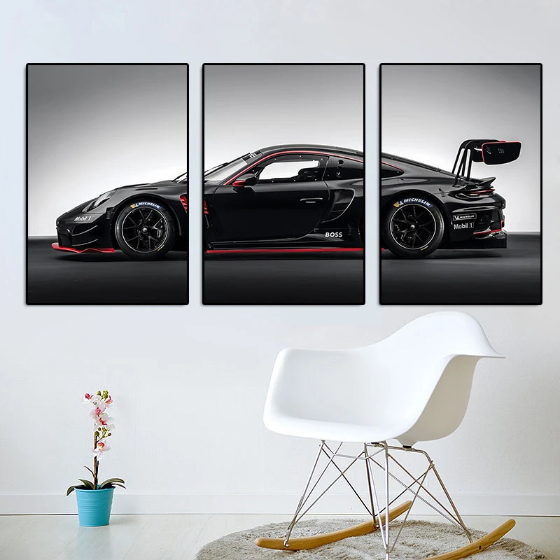 3-Piece Porsche GT3-RS Art Canvas Print
