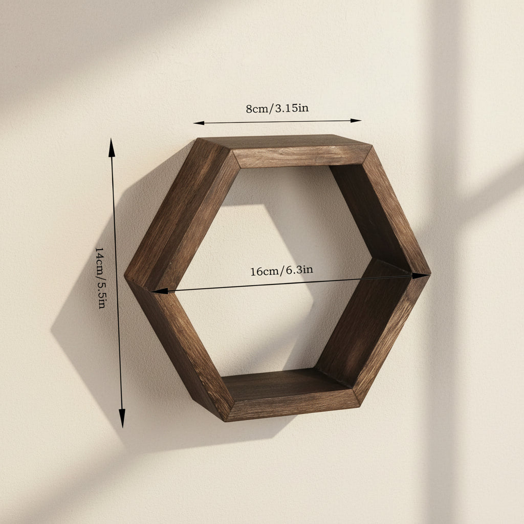 Hexagon floating wall shelf, hexagon storage rack - for home decoration lovers - perfect gift - suitable for bathroom, bedroom - Sleek Surprises
