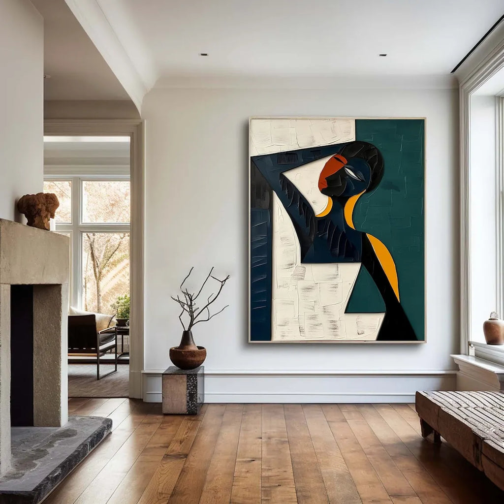 Hand-painted Cubism Art Textured Canvas Murals