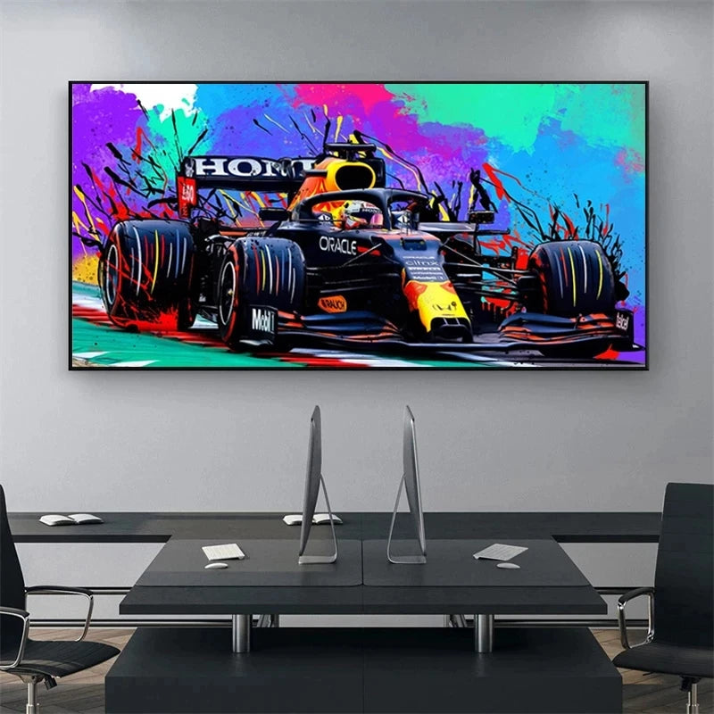 Formula 1 Racing Coloursplash Canvas Pictures