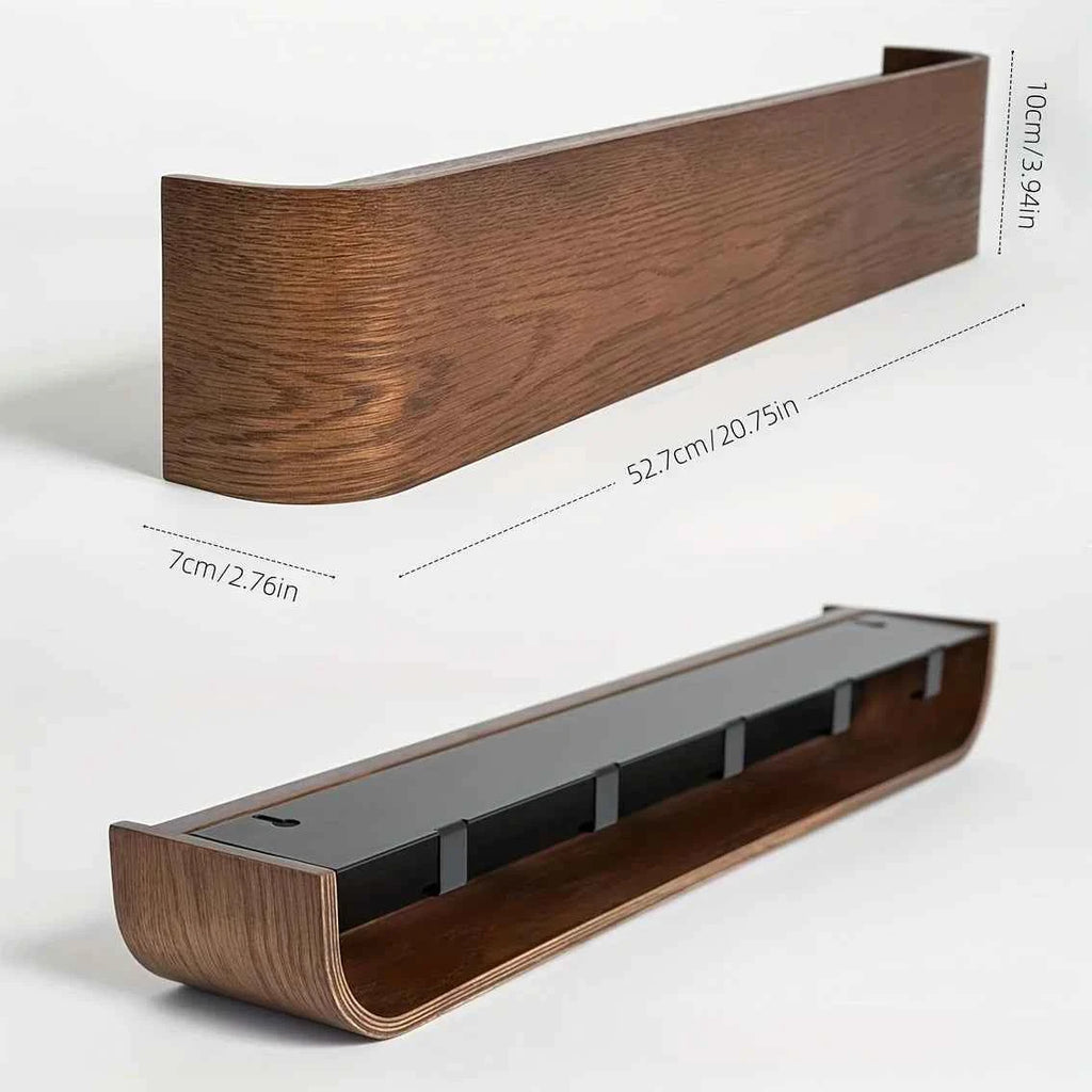 Modern Wall Coat Rack with Hidden Hooks & Shelf. Space-Saving, Solid Wood &