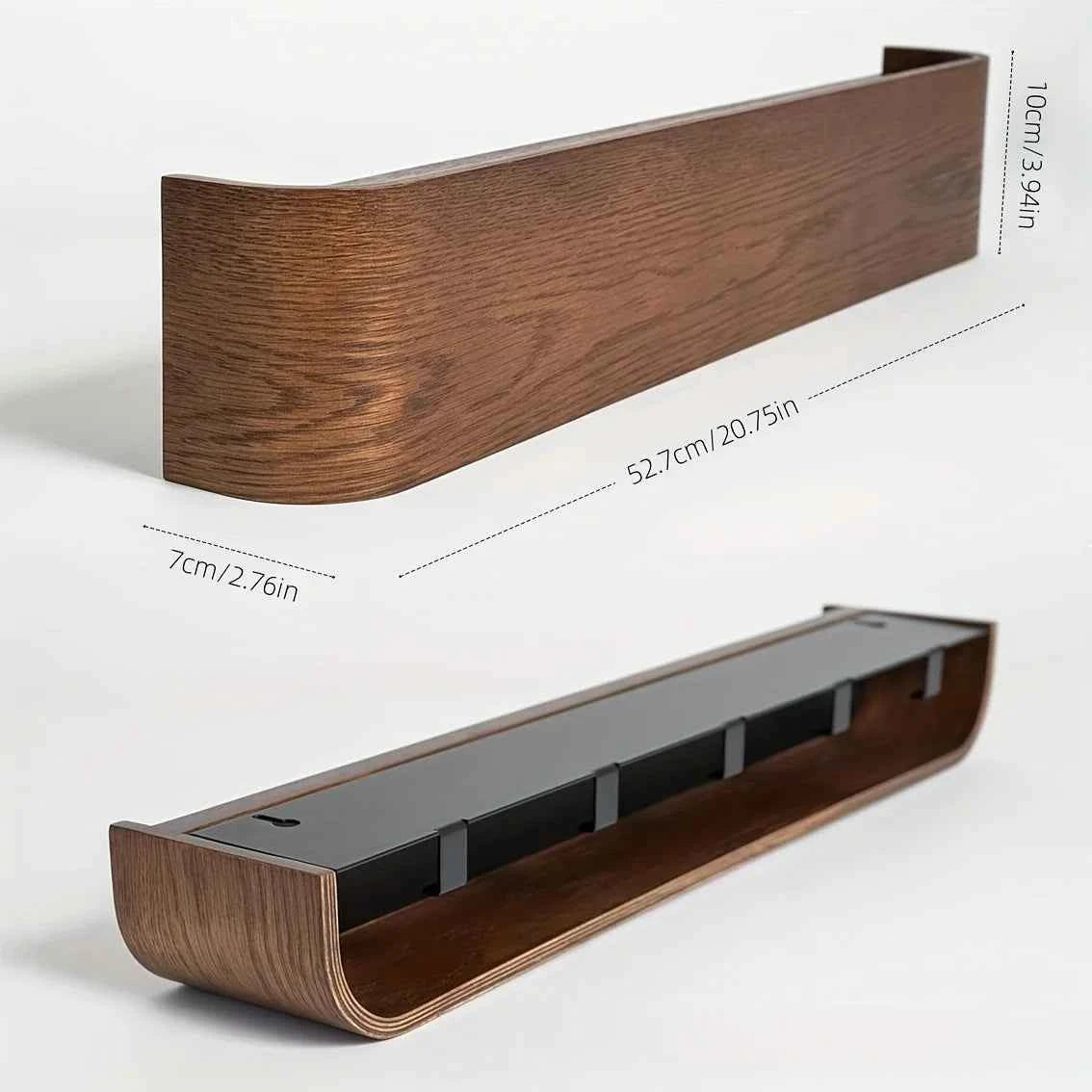 Modern Wall Coat Rack with Hidden Hooks & Shelf. Space-Saving, Solid Wood &