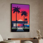 Hiroshi Nagai Inspired Palm Sunset Art Canvas Prints