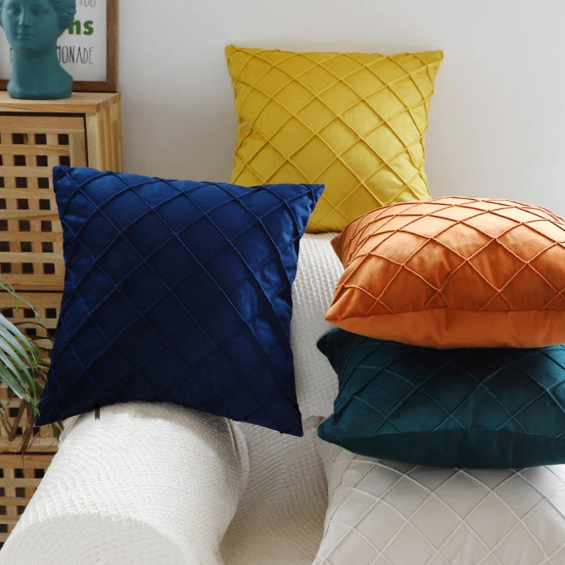 Crossed Diamonds Velvet Cushion Cover