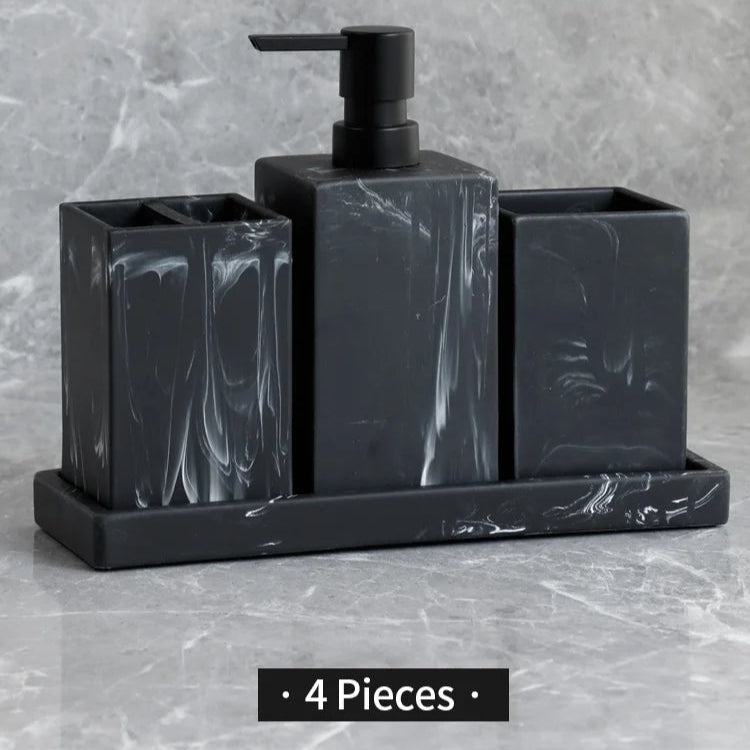 4-Piece Marble Effect Bathroom Accessory Set