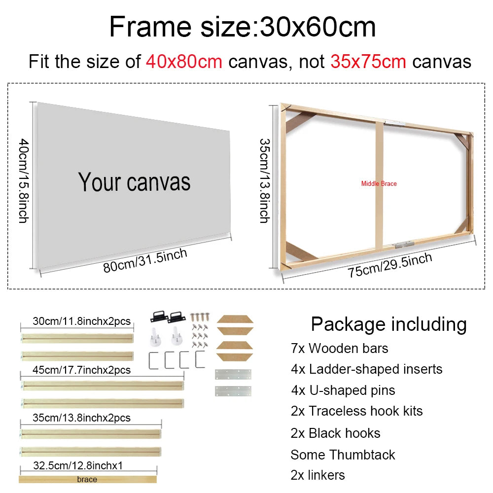 Multiple Sizes Wooden Canvas Frames