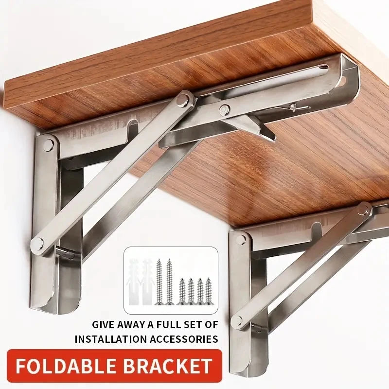 2Pcs Stainless Steel Folding Shelf Brackets - Sleek Surprises