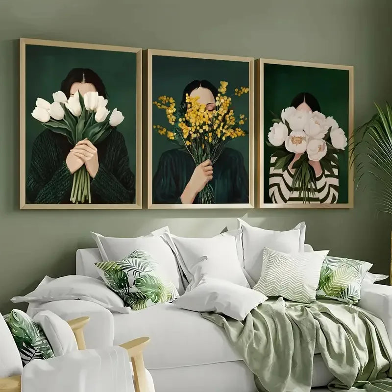Green Abstract Flowers & Models Canvas Prints