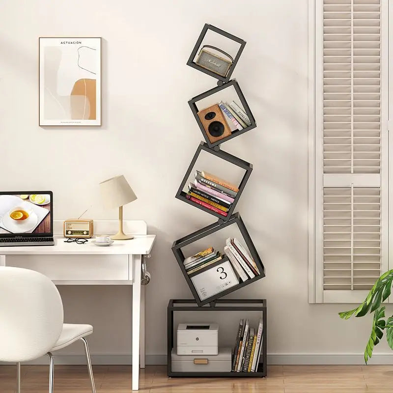 Stacked Cubes Metal Bookcase Rack