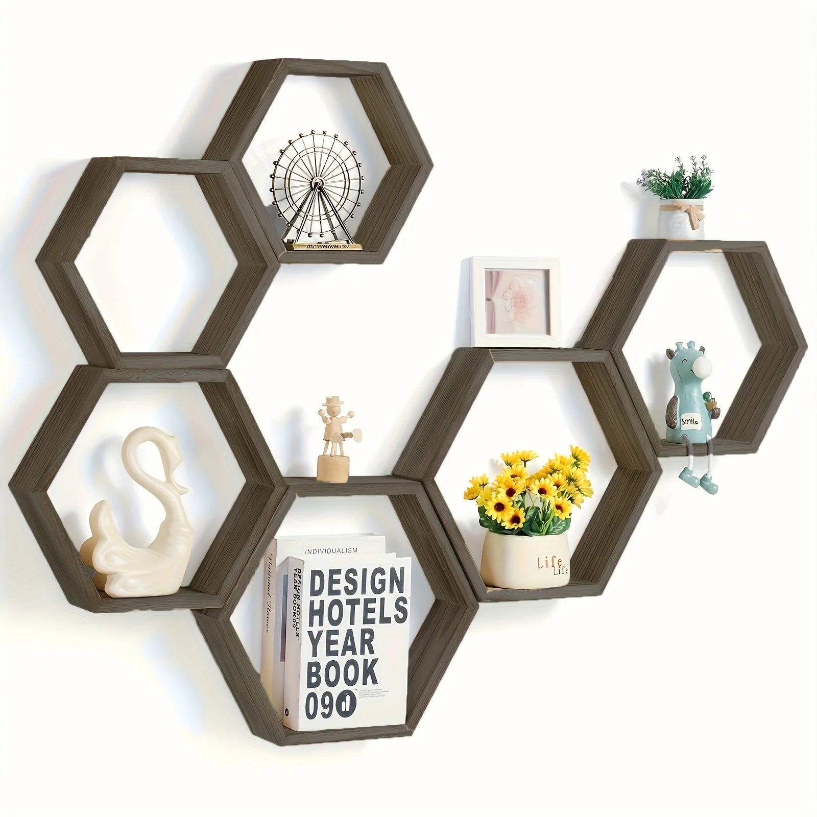 Hexagon floating wall shelf, hexagon storage rack - for home decoration lovers - perfect gift - suitable for bathroom, bedroom - Sleek Surprises