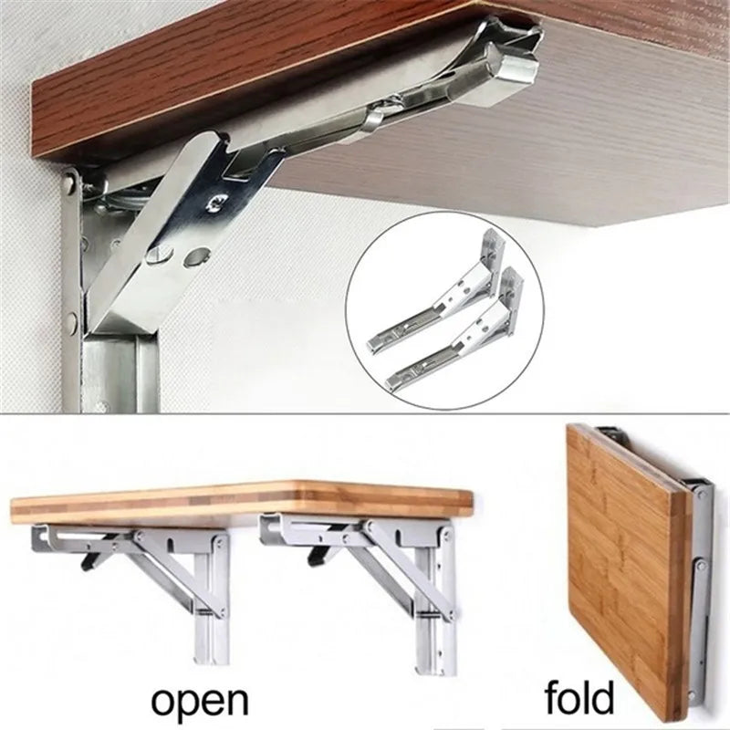 2Pcs Stainless Steel Folding Shelf Brackets - Sleek Surprises