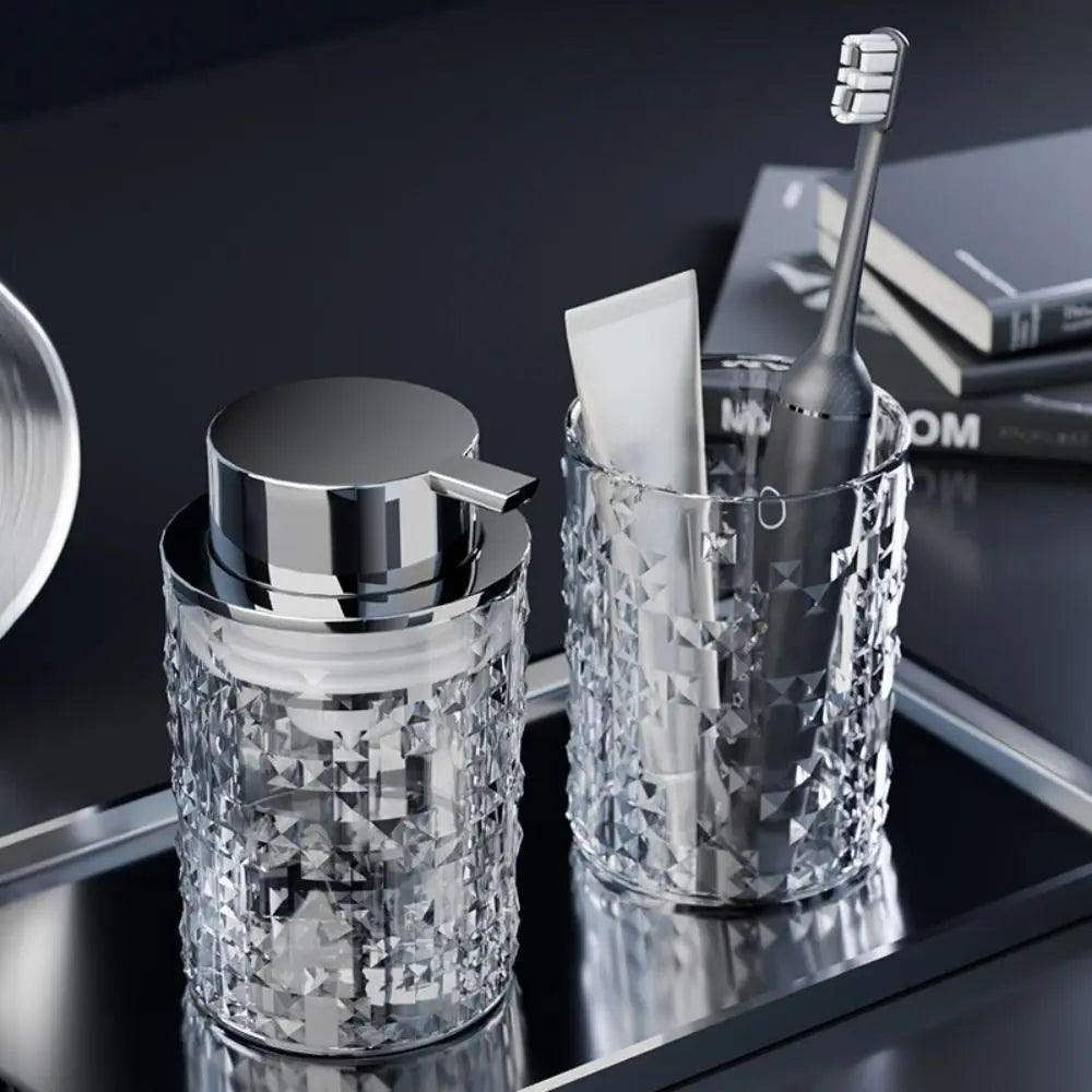 2-Piece Luxe Glass Soap Dispenser and Toothbrush Holder