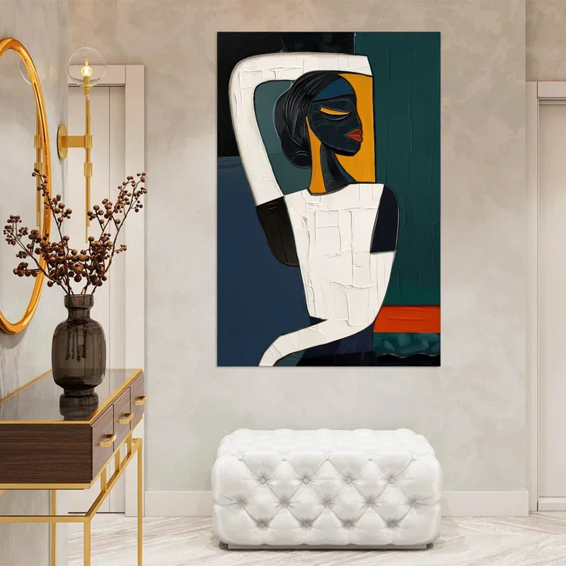 Hand-painted Cubism Art Textured Canvas Murals
