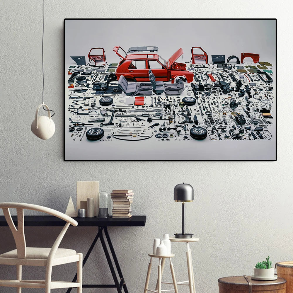 Classic Golf MK I Dismantled Mechanics Canvas Print