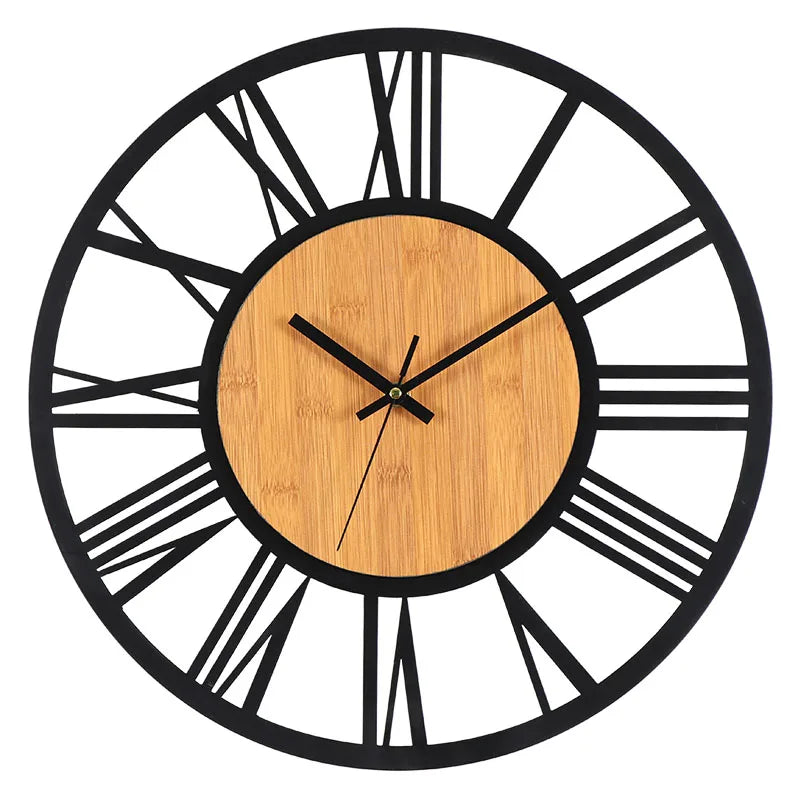 40cm Retro Iron/Wood Hanging Wall Clock - Sleek Surprises