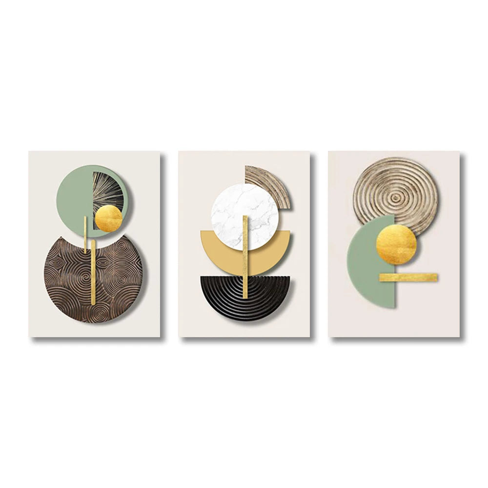 3-Piece Golden Earth Tones Canvas Print