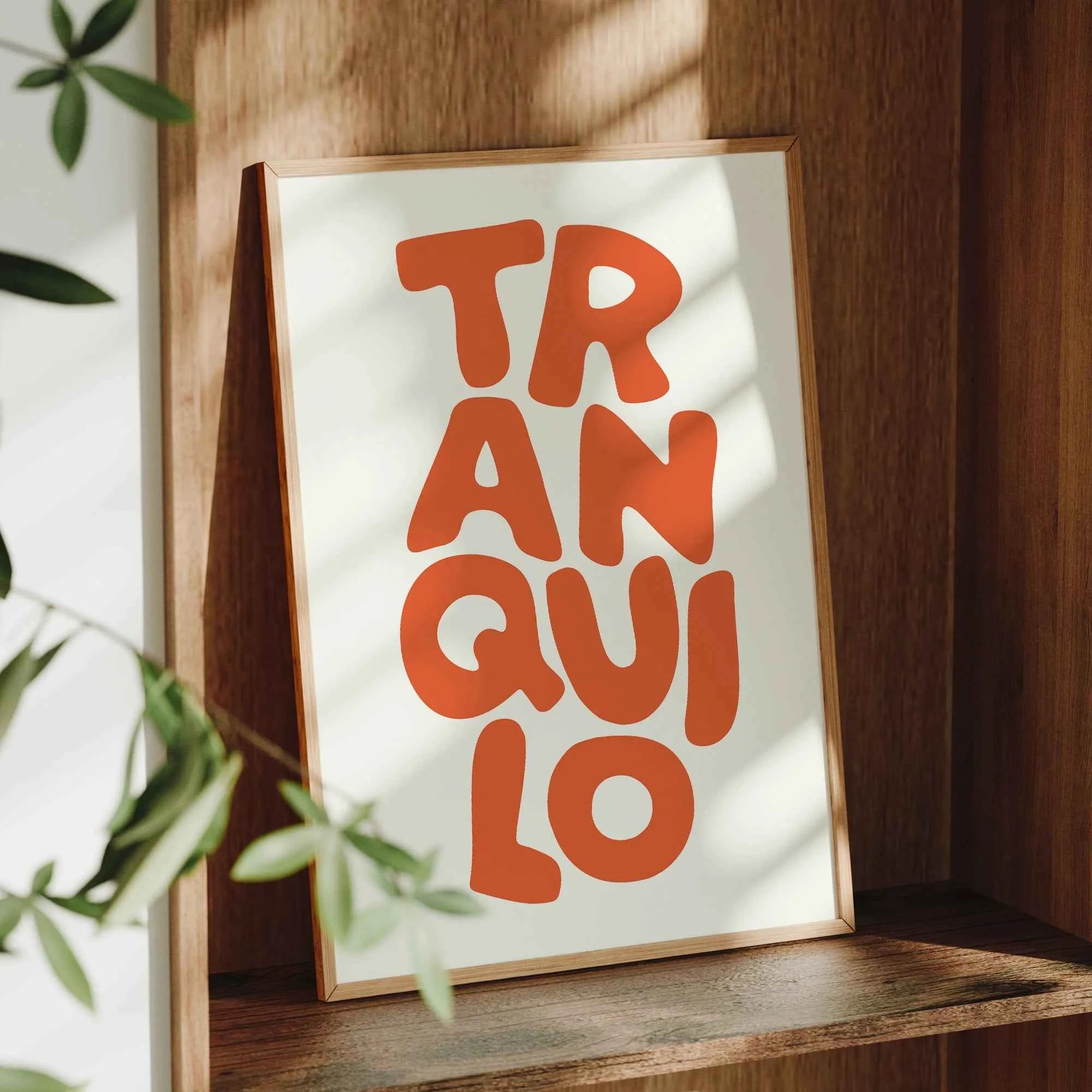 Tranquilo Retro Orange & Cream Typography Canvas Print