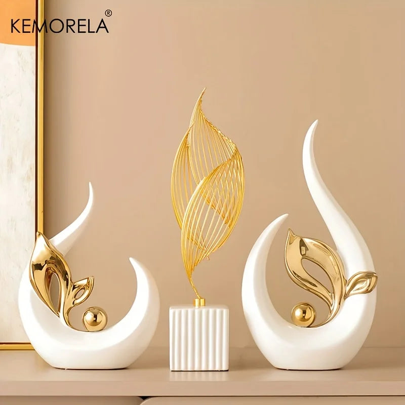 Curved Flame Ceramic Light Sculptures