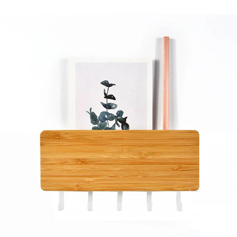 Wall Hanging Bamboo Key Hanger Holder Wall Organizer Rectangle Key Rack Hooks Coat Hooks Home Decoration Coat Hanger - Sleek Surprises