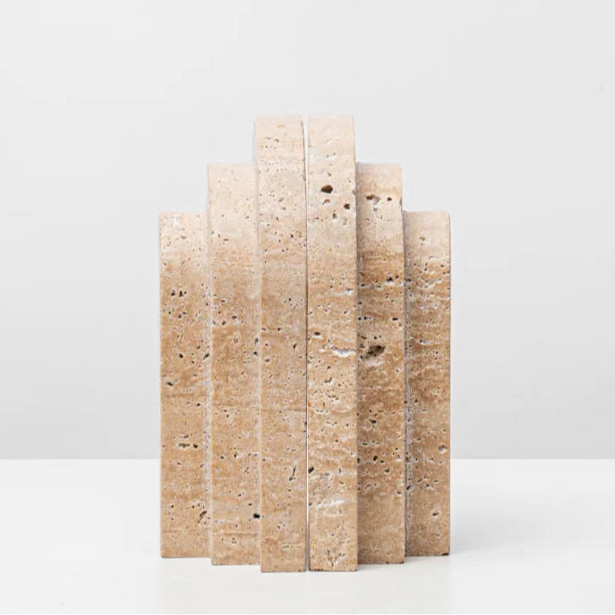 Natural Travertine Marble Bookends