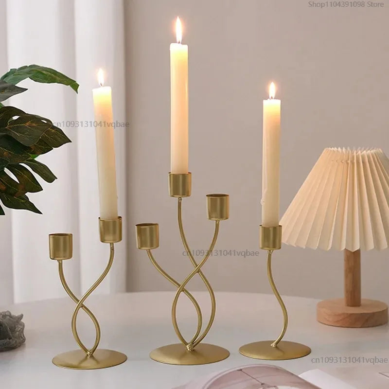 Minimalist Euro-style Gold & Black Candlestick Holders