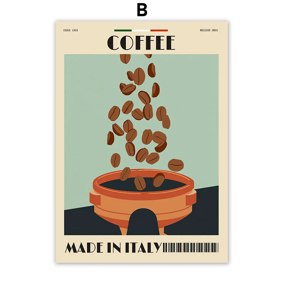 Italian Cafe Espresso Art Canvas Prints