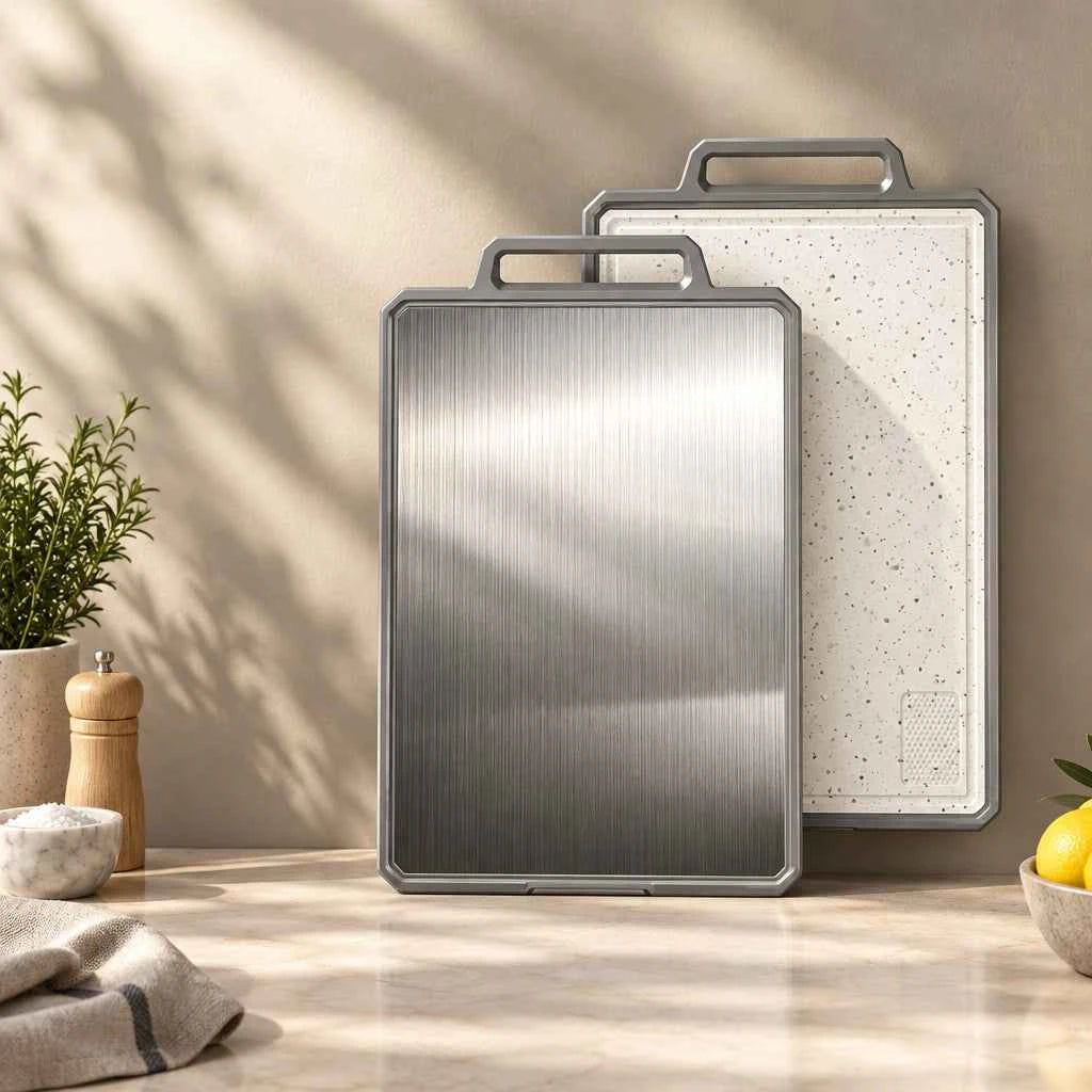 Double-Sided Antibacterial Stainless Steel Cutting Board