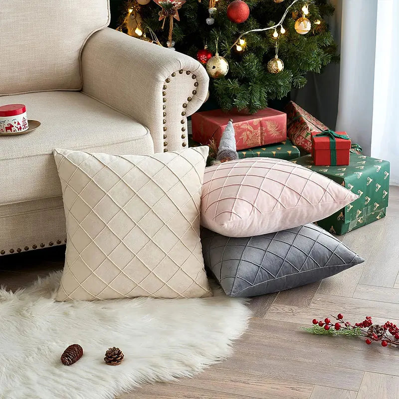 Crossed Diamonds Velvet Cushion Cover