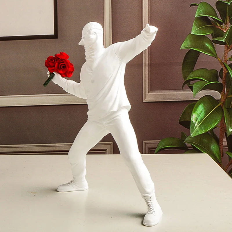 Banksy Flower Thrower Collectible Statue - Sleek Surprises