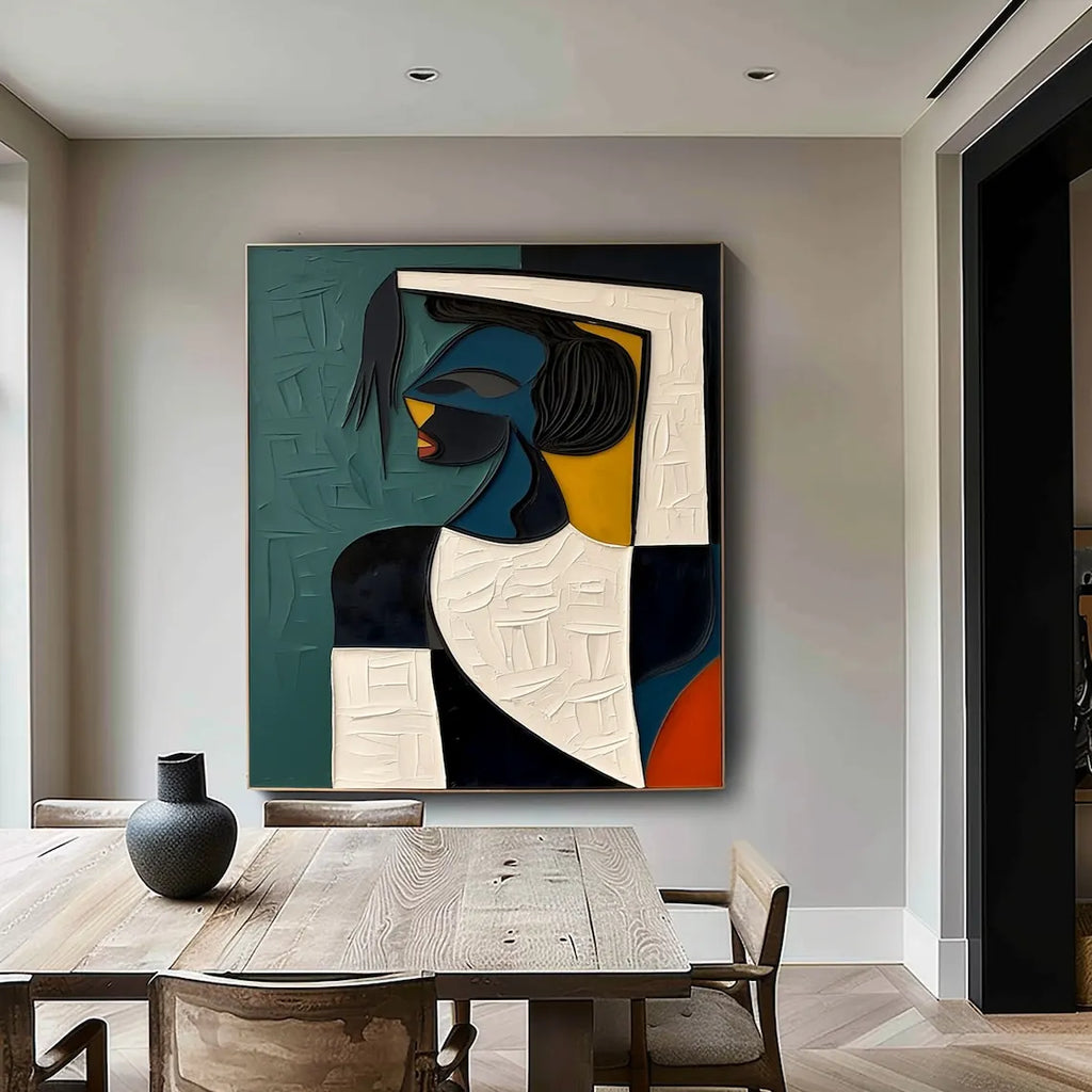 Hand-painted Cubism Art Textured Canvas Murals