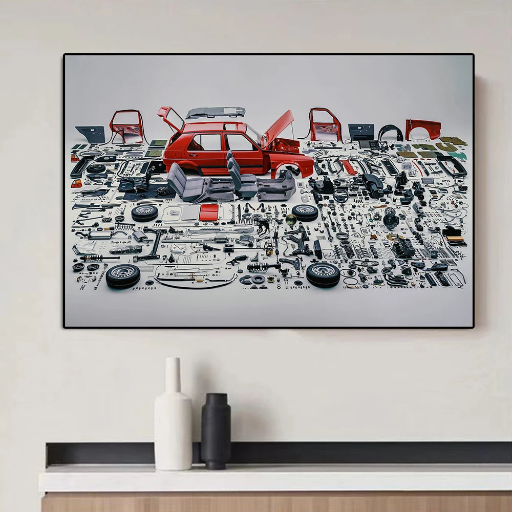 Classic Golf MK I Dismantled Mechanics Canvas Print