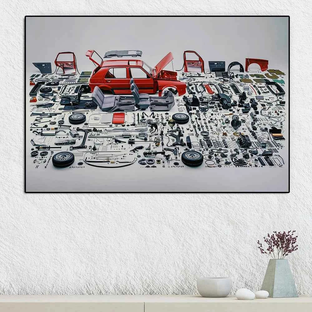 Classic Golf MK I Dismantled Mechanics Canvas Print