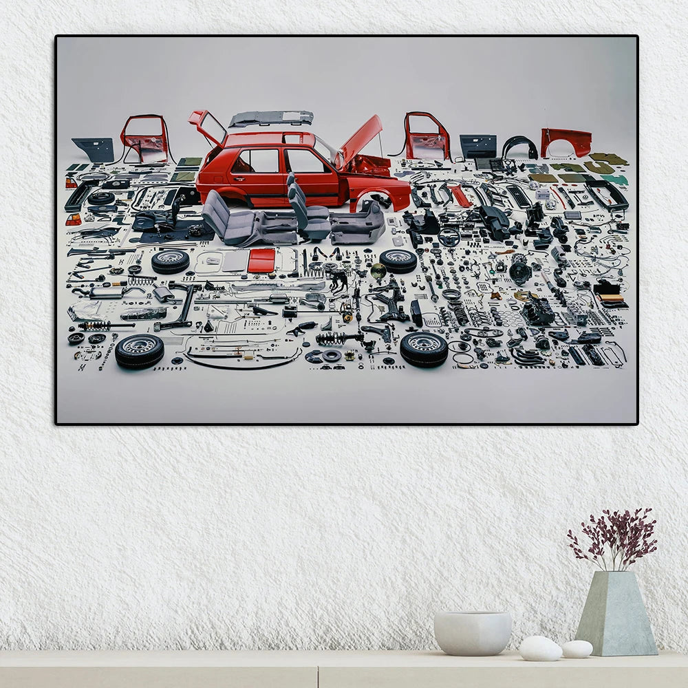 Classic Golf MK I Dismantled Mechanics Canvas Print