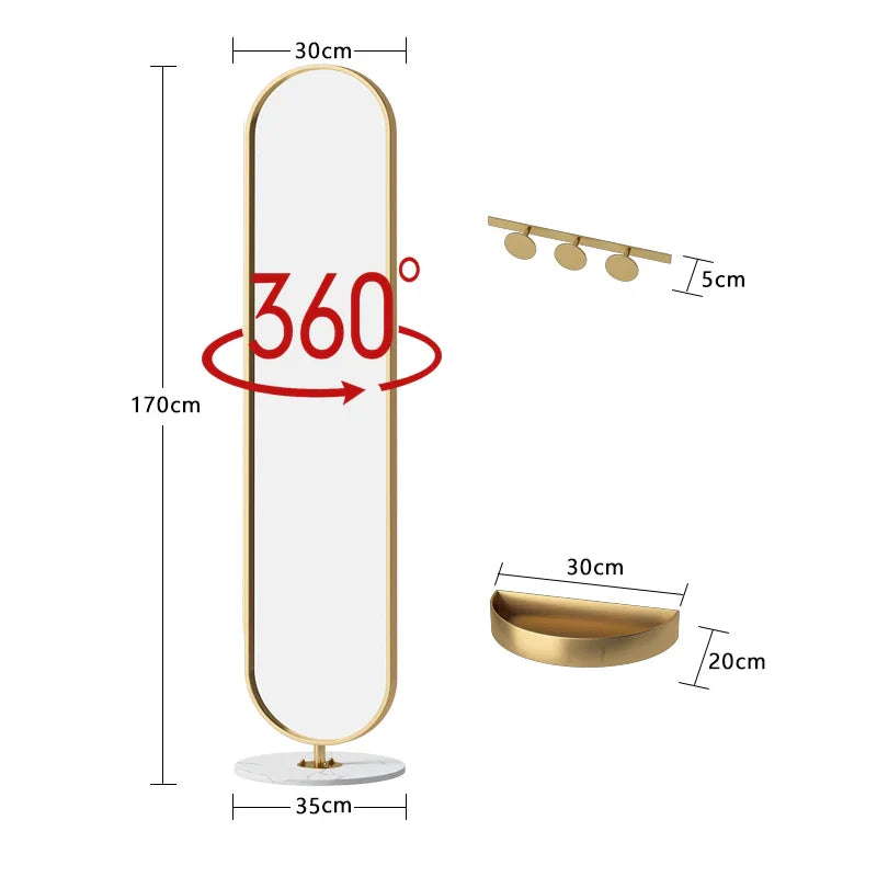 Oval Rotating Floor-Standing Mirror