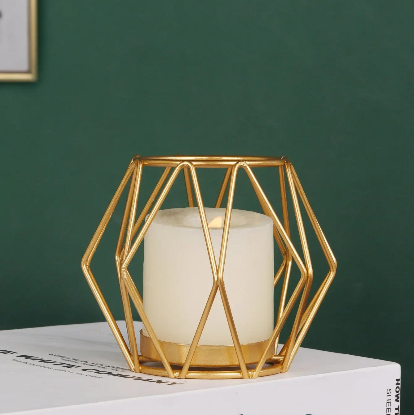 Golden Geometric Metal Candle Holder
