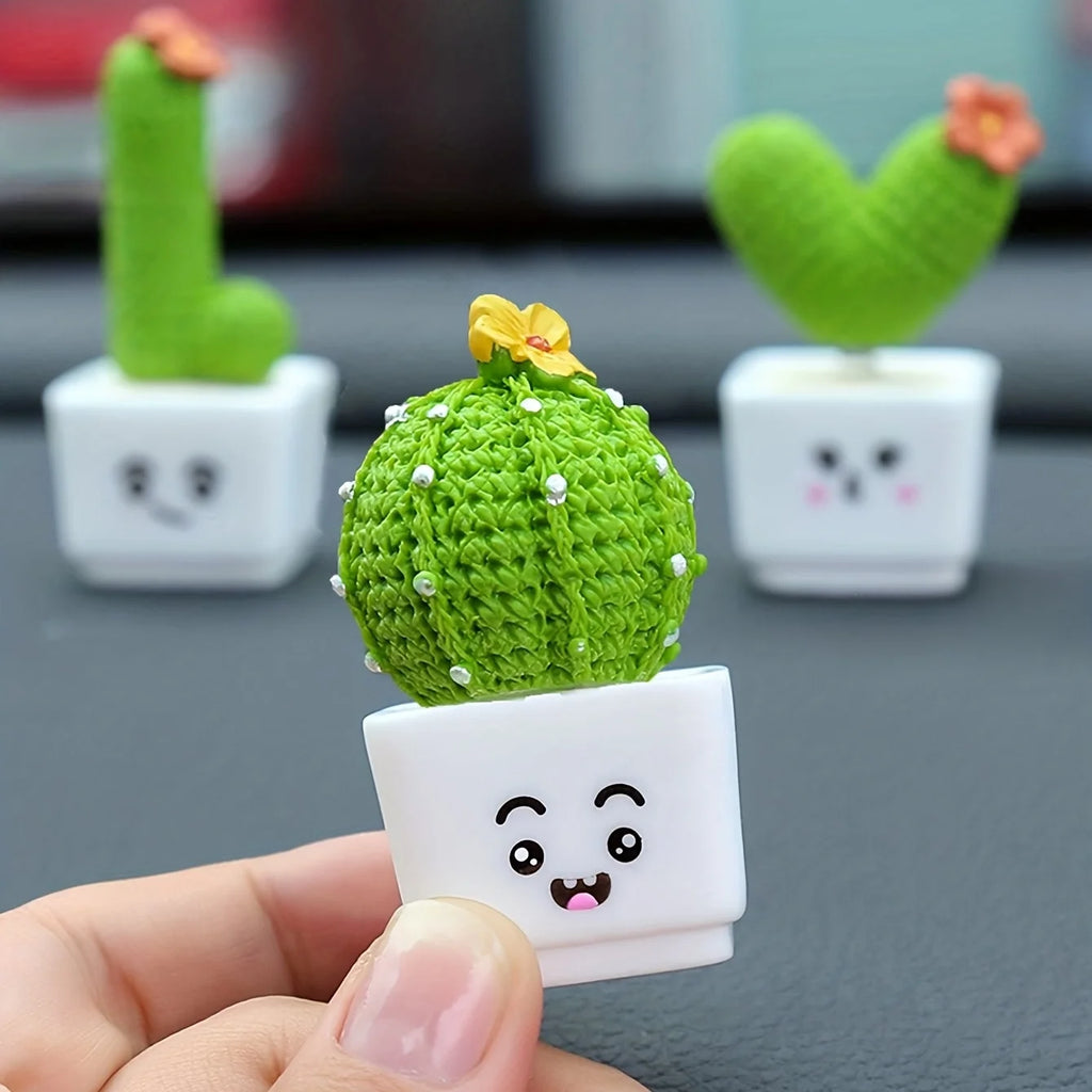 Set of 4 Cute Mini Green Cactus Plants