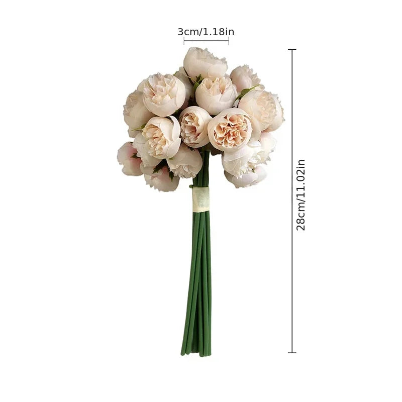 27-Head Silk Peony Artificial Bouquet of Flowers - Sleek Surprises