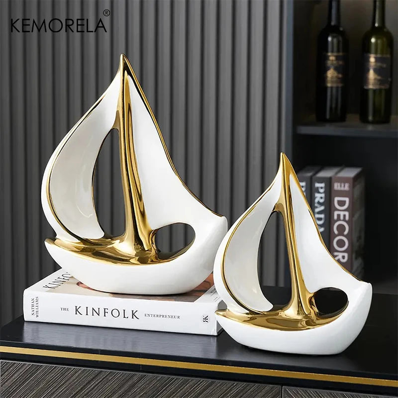 Luxury Sailboat Ceramic Sculptured Ornaments